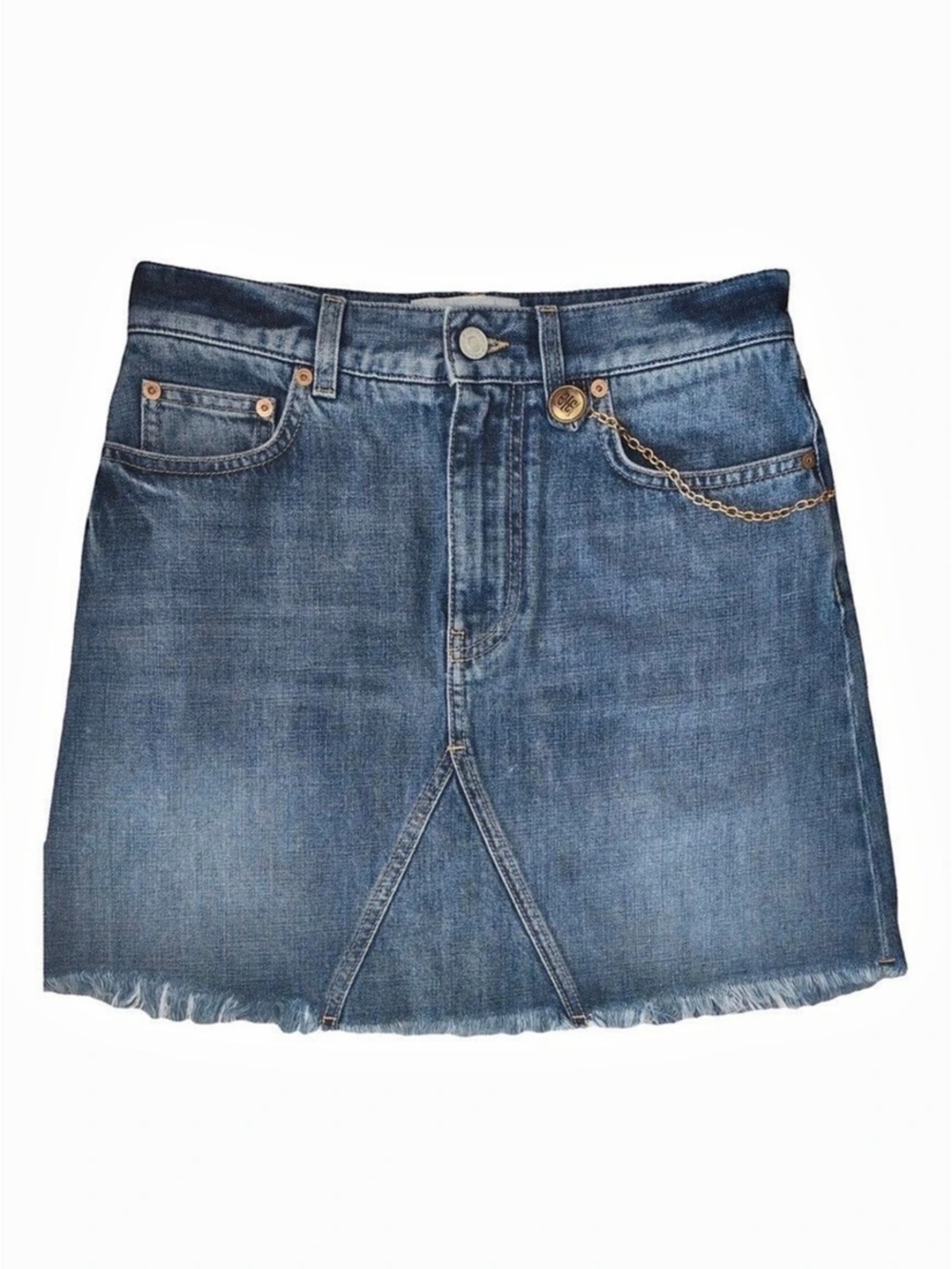 Givenchy Chain-Embellished Denim Mini Skirt Blue Size 36